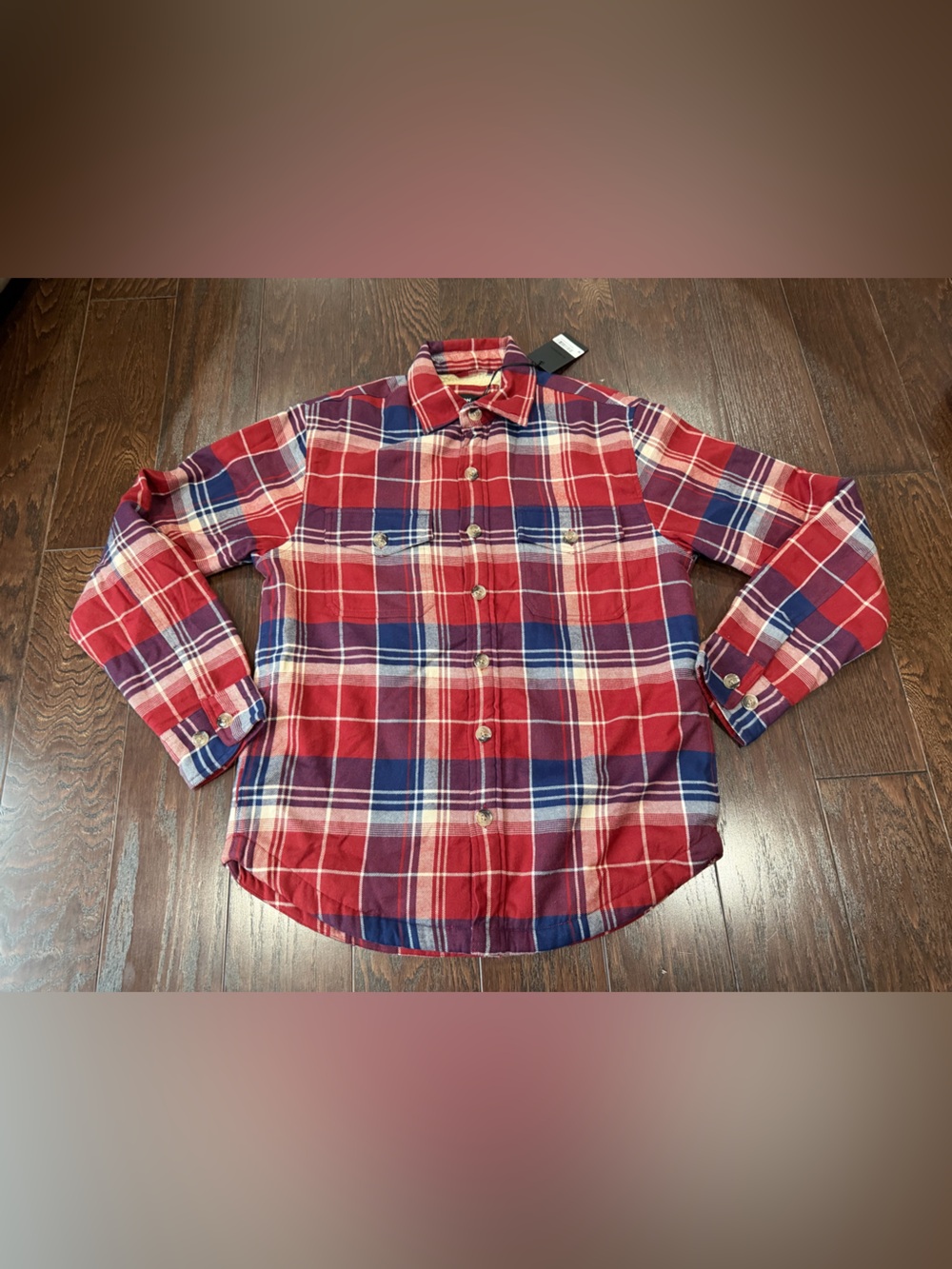 BONOBOS Sherpa Shirt Jacket Men Size Small Red Rhubarb Plaid Button Shacket NEW